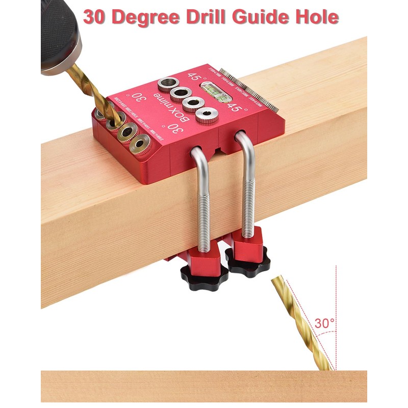 BOXmime Angle Drill Guide Jig for Straight Hole,30°/45°/90° Angled Hole.Aluminium