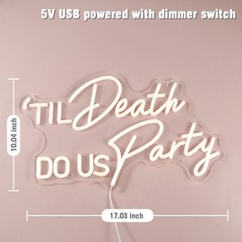 Britrio Til Death DO US Party Neon Light Sign for Wedding Reception Party Bridal Shower Backdrop Bedroom Wall Decor Light Birthday Gift 5V USB Powered with Dimmer Switch 17 IN Warm White