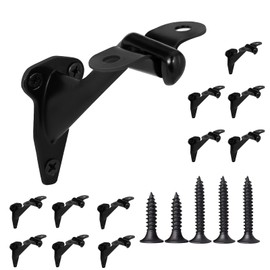 HOMOTEK 12 Pack Railing Stair Handrail Brackets for Handrail Indoor, 3" Hand Rail Brackets for Stair Railing with Screws, Stair Support for Home Buildings, Stairways Handrail, Zinc, Black