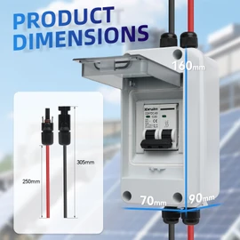KERWINN Solar Panel Disconnect Switch,20A 400V Miniature Circuit Breaker Box IP65 Waterproof AC/DC Disconnect Box for photovoltaic Solar Panel Grid-Connected Off-Grid System Home