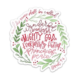 Christian Bible Verse Sticker Isaiah 9:6 His Name Shall Be Called Sticker Jesus Religious Faith God Worship Scripture Waterproof Vinyl Stickers for Laptop Water Bottle Decals Gifts for Prayers Adults