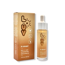 L-UV lit drops! Light sun kissed tan. No color transfer drops with Vitamin C and E. Mix easily with your favorite moisturizer for a natural and flawless looking tan.