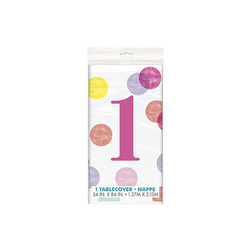Pink Dots 1st Birthday Table Cover (137cm x 213cm) -
