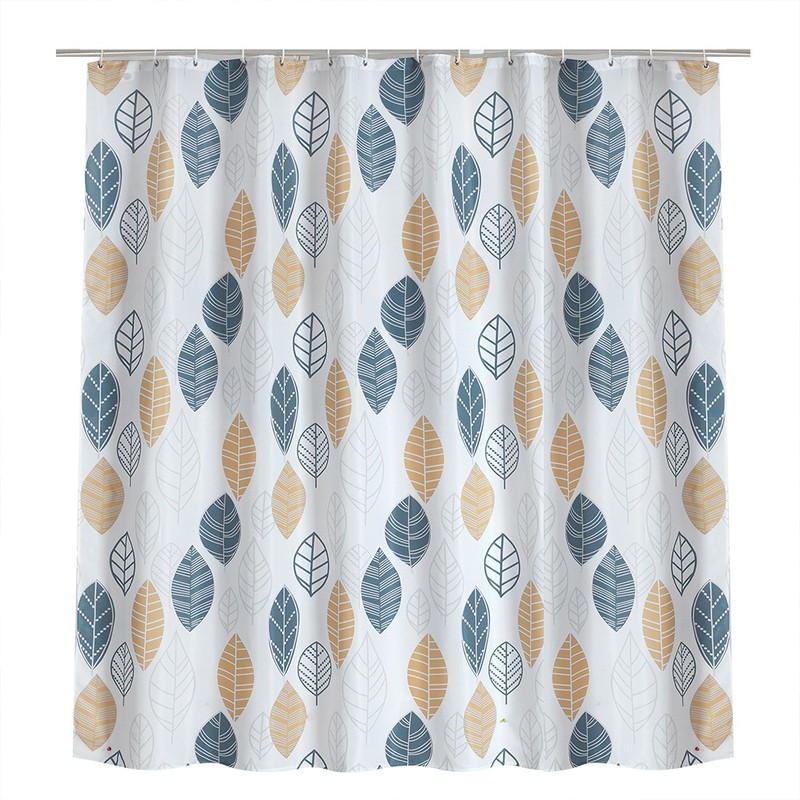 Polyester Leaves Painting Shower Bath Curtain Waterproof Bathroom Curtain (S)
