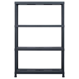 TREATLIFE HOME Storage Shelf Rack Plastic with 4 Tiers and Wall Attachment, Load Capacity 485 lb, Compact Design, Black