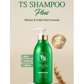 TS Shampoo plus 500ml (16.9oz) for hair thinning Hair with Biotin+Pantenol+Caffein for Fuller Healthy Hair and Scalp, Provides Vital Elements for Hair. No Sulfate, No Artificial Fragnace or Color.