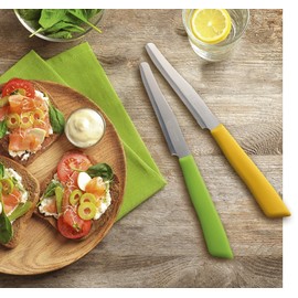 6 kitchen Knifes (Knives) - Italian Stainless Steel Vegetable/Steak/Table Knife Cutlery (Orange)