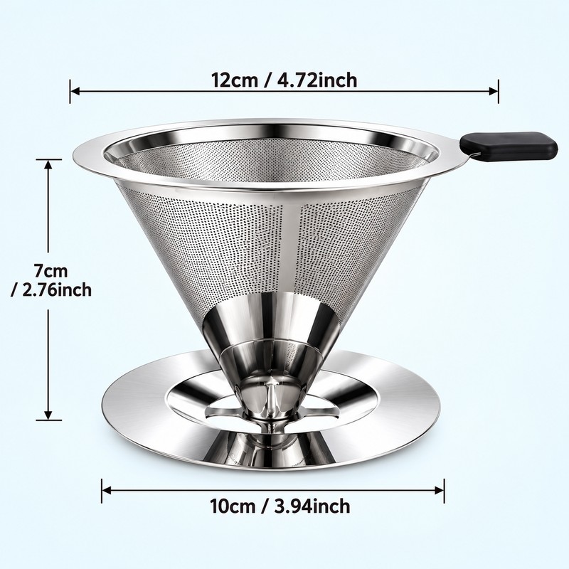 Premium Reusable Coffee Filter for Pour-Over Brewing – Double-Layer 304