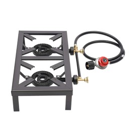 FTUREPAC Portable Double Burner Outdoor Gas Stove Propane Cooker with Adjustable 0-10Psi Regulator Hose for Patio Camping, BBQ, Home Brewing, Turkey Fry, Maple Syrup Prep