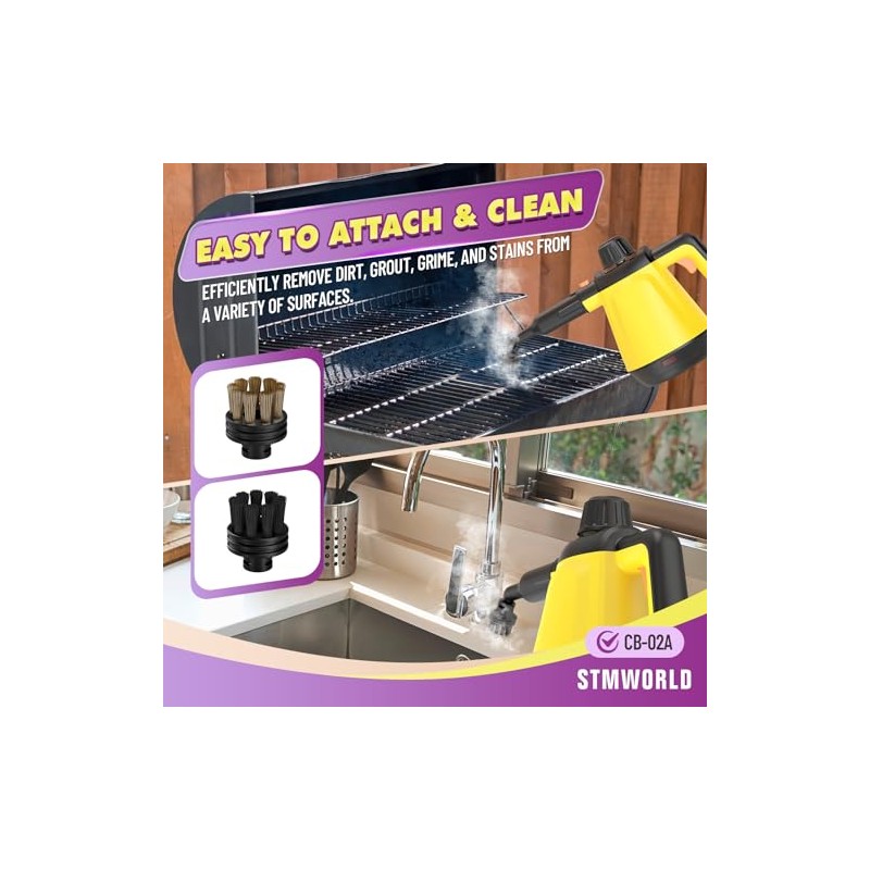 Steam Cleaner Replacement Brushes, Original Accessories for STMWORLD CB-02A, Compatible