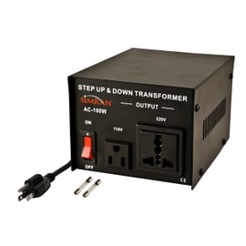 Simran AC-100 Voltage Power Converter Step up Down Transformer 110 Volt 220 Volt, 100 Watt, Black