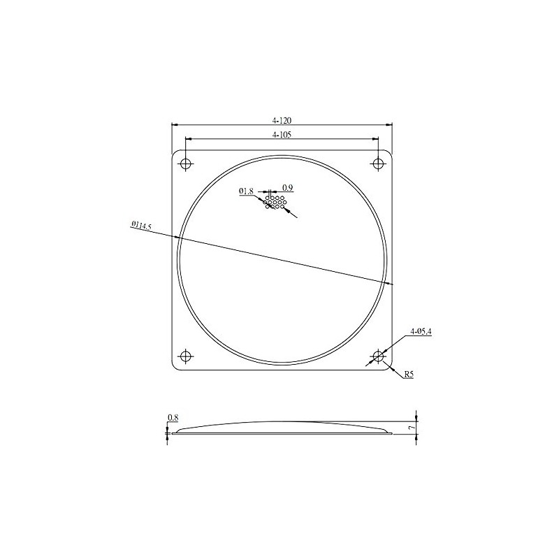 Aerzetix: PC Computer Cooling Case Fan Protective Grid, 120x120 mm