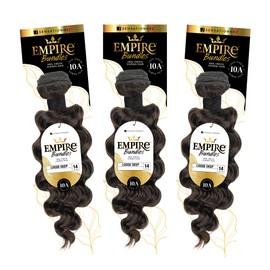 Sensationnel Empire bundles- loose deep 10a tangle shed free human hair for weaving and sew in styles - 3 pack (14 inch, NATURAL/BLACK)