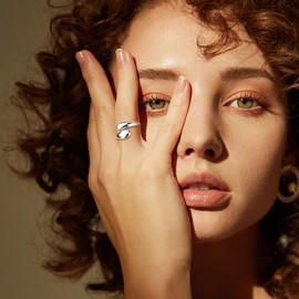 Diamday 925 Pure Sterling Silver Rings for Women Adjustable Silver Thumb Rings Open Silver Knuckle Rings Teardrop Chunky Ring