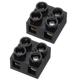 MECCANIXITY 2pcs Dual Row Terminal Block, 2 Positions 500V 60A Screw Terminals Strip, Cable Barrier Block Strip for Home Appliances, Electronic Circuits, Black