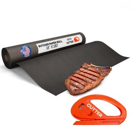 Black Butcher Paper 18" x 2160" (180 feet) with Cutter - USA-Made Natural Butcher Paper Roll for Meat & Fish - Uncoated Food-Grade Material for Grilling - BBQ Papers for Smoking by IDL Packaging