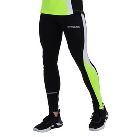 Airtracks Men's Functional Running Tights Long - Running Tights - Breathable - Compression - Reflectors, Black neon