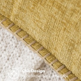 MIULEE Pack of 2 Couch Throw Pillow Covers 18x18 Inch Mustard Yellow Farmhouse Decorative Pillow Covers with Stitched Edge Soft Chenille Solid Dyed Fall Pillow Covers for Sofa Bed Living Room