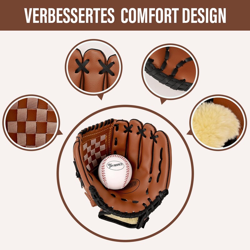 Top Prospects Premium Leather Baseball Glove with one Free Baseball