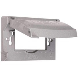 BELL MX1250S 1-Gang Flip Weatherproof Cover, Universal Metal 12-in-1 Outlet Outdoor Receptacle Protector, Vertical/Horizontal, Gray