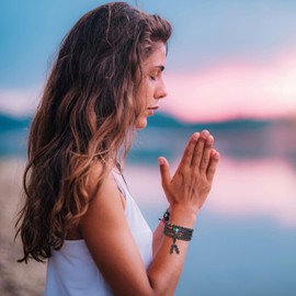 COAI 108 Japa Mala 7 Chakra Onyx Stone Wrap Bracelet Necklace