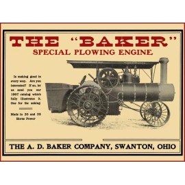 A.D. Baker 1906 A.D. Baker Co. NEW Metal Sign: Special Plowing Steam Engine - Swanton, OhiO