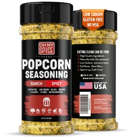 Popcorn Seasoning Spicy Ranch Seasoning Powder Mix - Gluten Free & Low Sodium Popcorn Flavoring Seasonings Dry Hot Ranch Powder Flavor. Healthy Spices Pop Corn Toppings. Pop Corn Salt Seasonings. 5oz