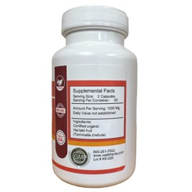 Vadik Herbs Certified Organic Haritaki (Terminalia chebula) | Made in USA | Safety Tested (100 Vegicaps)