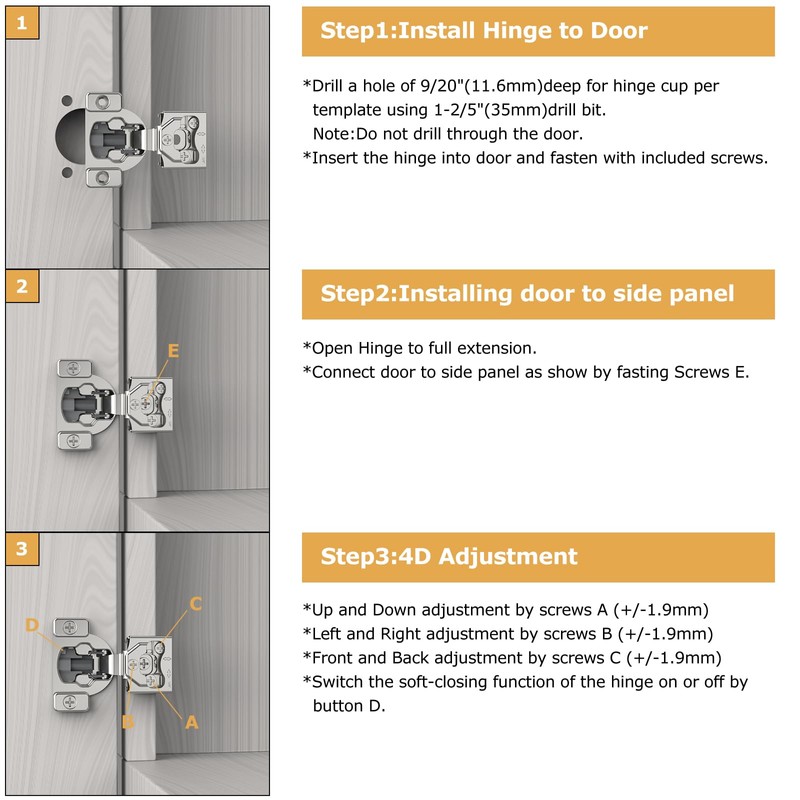 Furniware 2 Pieces 3/4" Small Overlay Concealed Face Frame Hinges,