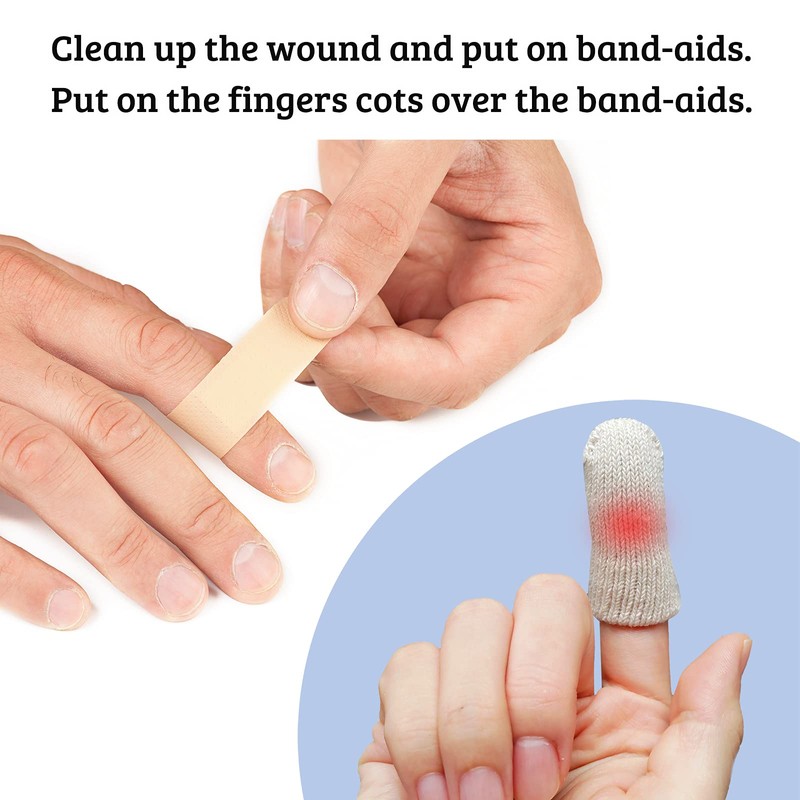 MIG4U 5 Pcs Cotton Finger Cots, Reusable Finger Protectors for