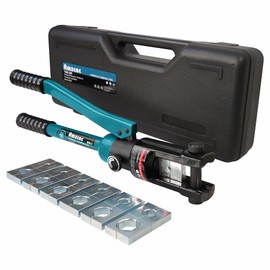 AMZCNC Industrial Hydraulic Cable Lug Crimper 16 Ton 9 AWG to 600 MCM Electrical Terminal Cable Wire Tool Kit Includes 13 Pairs of Die Sets