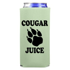Cougar Juice Funny Slim Can Cooler - Spiked Seltzer Coolie Drink Accessory Gift - Skinny Coolie Gift for Women (Mint)