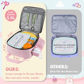 REDSHELL Tactical Lunch Box Kids, Large Insulated Lunch Bag for Girls, Cooler Lunchbag, Square Toddler Lunchbox, Back to School Daycare Lunch Tote Pail with Water Bottle Holder Shoulder Strap, Pink