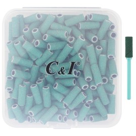 C & I Nail Drill Bit Set Small Sanding Bands 200pcs & Slim Mandrel 1pc Acrylic Gel Nail File Fake Nails Shaping Cuticle Care Nail Prep Efile Nail Supplies for Nail Techs (80 Extra Coarse-XC,Green)