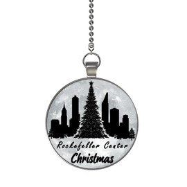 Rockefeller Center Christmas Tree Moon Glow in The Dark Ceiling Fan and Light Pull Chain Double Sided - Christmas in New York Fan Pull…