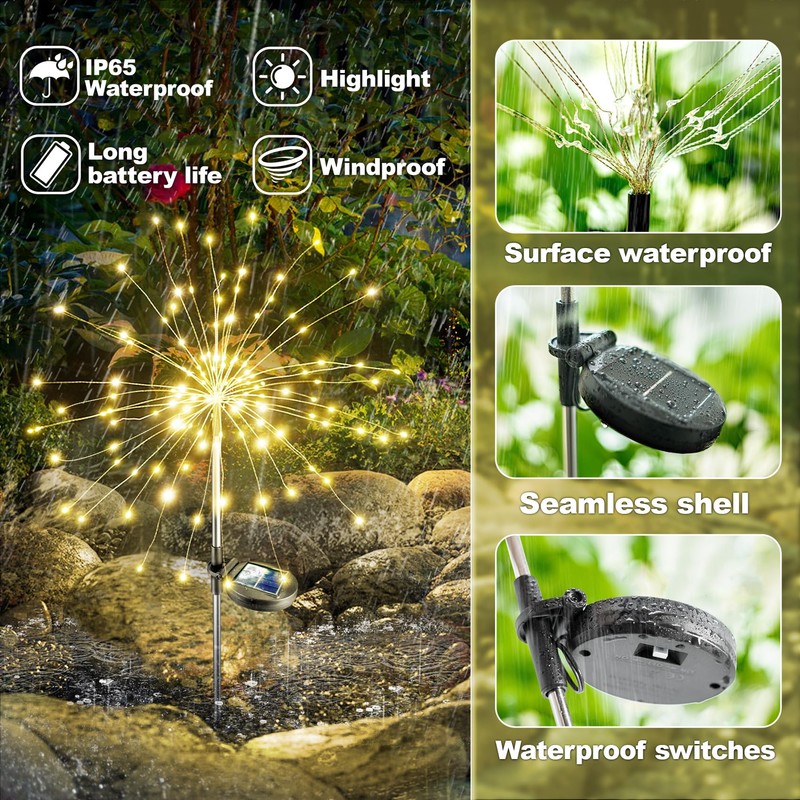 Anordsem Solar Lights Outdoor Decorative: Bendable Copper Wire with 120