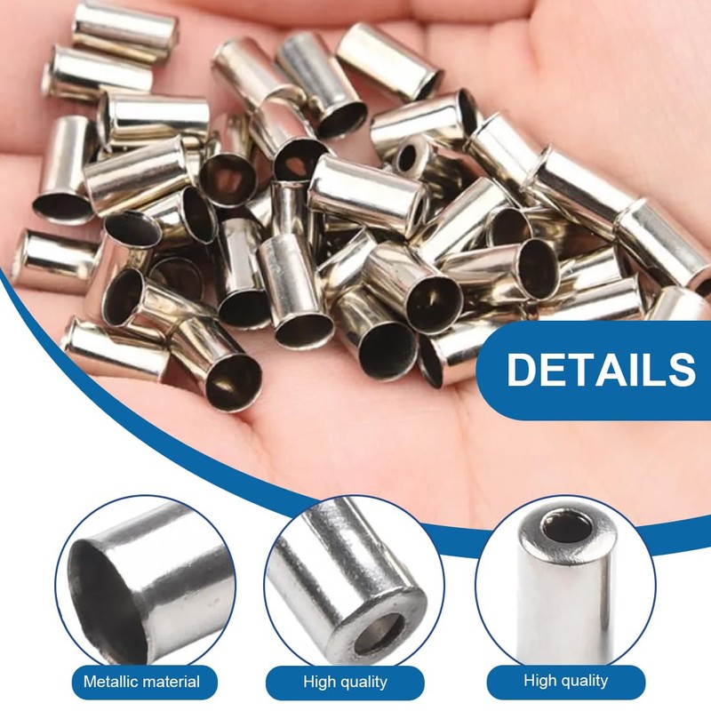 NHP Pack of 100 Silver End Caps, Shift Cable End
