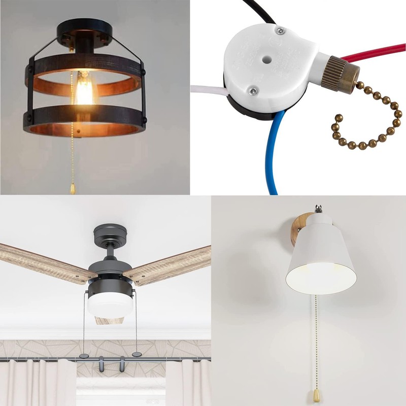 with 4 Pre-Installed Wires Ceiling Fan Switch, 3 Speed Fans