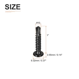 DTGN #10x1" Pan Head Self Drilling Screws - 50Pack - Black Oxide 410 Stainless Steel Phillips Drive Self Tapping Sheet Metal Screws