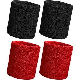 Wristband, Sports Band, Wrist Support, 4 Piece Set, Lightweight, Sweat Absorbent, Quick Drying, Breathable, Stretchy, Antibacterial, Odor Resistant, Baseball, Tennis, Badminton, Running, Sports, Sweat