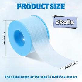 FNANJWQ Eyelash Extensions Tape, Blue Silicone Gel Eyelash Tape for Extensions, Sensitive Breathable Medical Micro-Porous Makeup Tapes for Lash Extension (2Rolls,1in x 4yd)