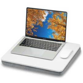 ZEAPTAC Portable Lap Laptop Desk with Pillow Cushion, Fits up to 15.6 inch Laptop, Lap Stand for Bed & Couch & Carpet, Book Tablet/Drawing Board/Computer Laptop Stand - White