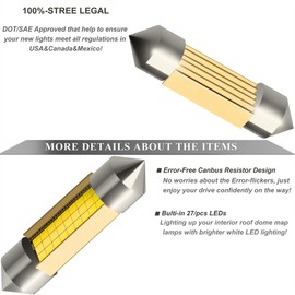 Gorromp White LED Dome Map Light Bulbs for Ford F150 1995-2014, 2000-2014 F250 F350 F450 F550 Super Duty Pickup Trucks Interior Dome Map Lamp Bulbs Replacement D1FZ13466B