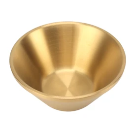 304 Stainless Steel Salad Bowl Double Layer Metal Round Bowl Stylish Salad Mixing Bowls for Snacks Rice Noodles Ice Cream Golden 15cm / 5.9in