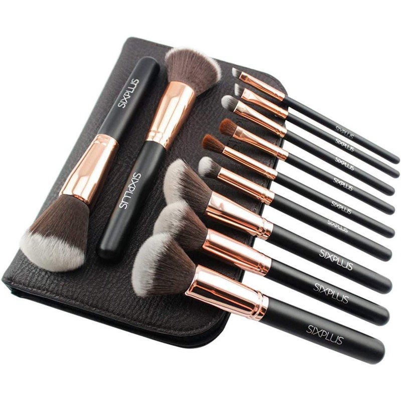 Noble Gold Makeup Brush 11 Piece Set With Brown Cosmetic