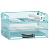 Daltack 3-Tier Paper Organizer with Handle, Mesh Desk Organizer Letter