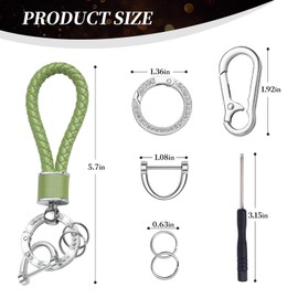 JSMAX Leather keychain, car keychain, suitable for men and women keychain, keyring car keychain accessories (green)