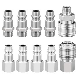 Spurtar Compressed Air Coupling 1/4 Inch Pneumatic Connections, Pack of 10 Compressed Air Quick Coupling Male Thread Internal Thread for Compressed Air Connection Quick Connections