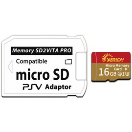 SD2Vita 6.0 PS Vita Memory Card Adapter with 16GB Micro SD Card, High Speed microSDHC UHS-I Flash Memory Card with PSV Micro SD Card Adapter for PSV 1000/2000 PSTV FW 3.60 HENkaku Enso System