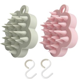 頭皮マッサージ 2個 スカルプブラシ シャンプーブラシ ヘッドマッサージ 頭皮ブラシ (グレイッシュピンク)